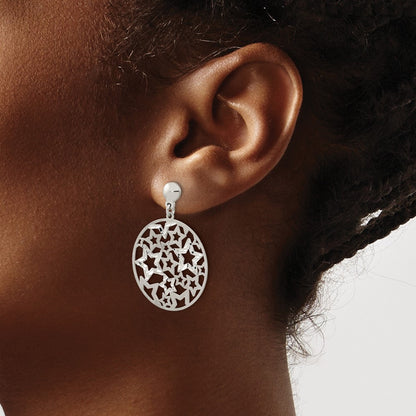 Sterling Silver Brushed Star Dangle Earrings