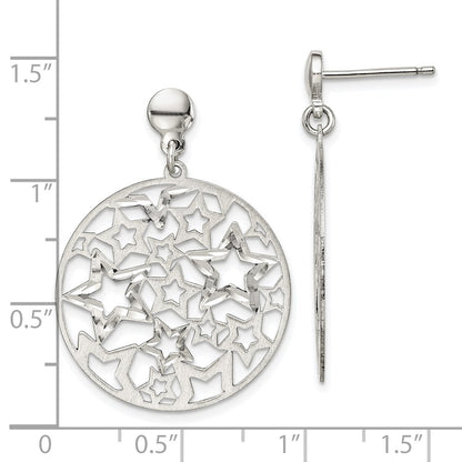 Sterling Silver Brushed Star Dangle Earrings