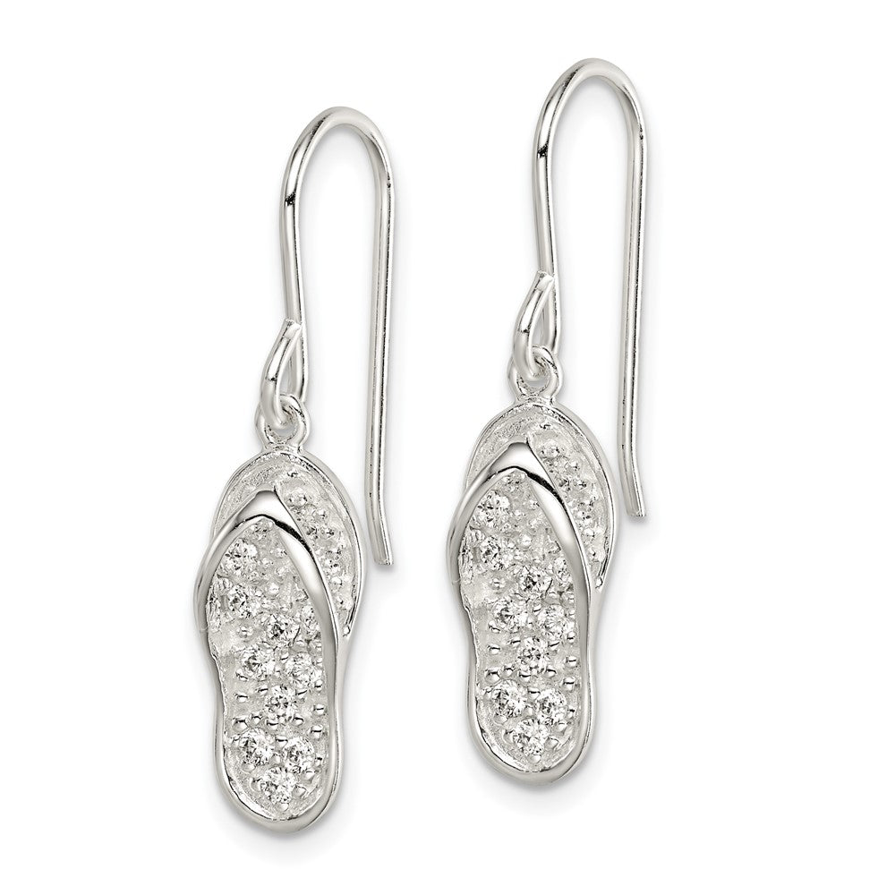 Sterling Silver Cz Flip-Flop Dangle Earrings