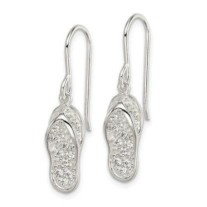 Sterling Silver Cz Flip-Flop Dangle Earrings