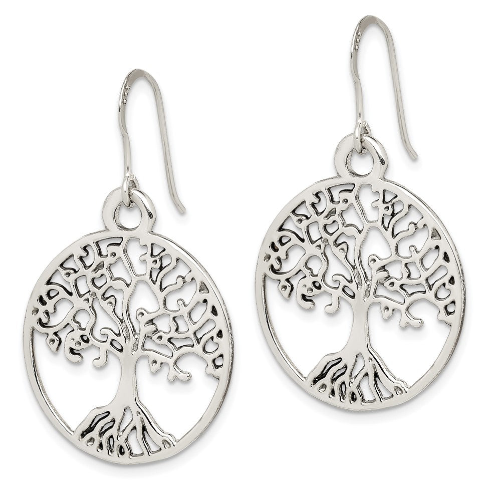 Sterling Silver Tree Of Life Dangle Earrings