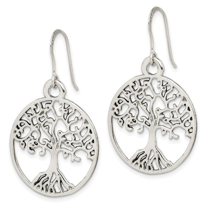 Sterling Silver Tree Of Life Dangle Earrings