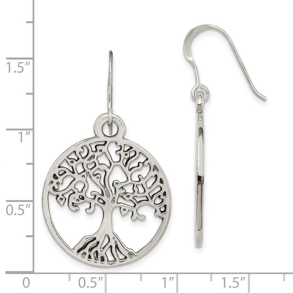 Sterling Silver Tree Of Life Dangle Earrings