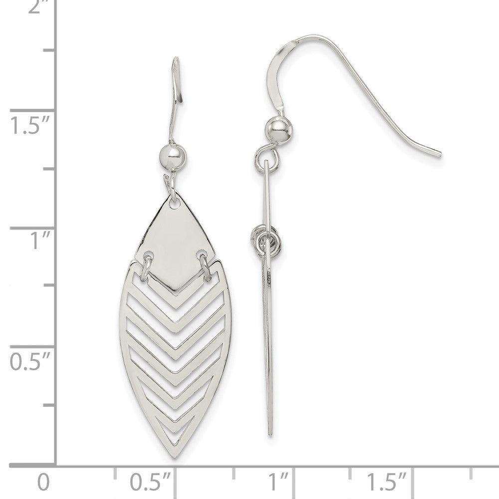 Sterling Silver Polished Leaf Dangle Earrings