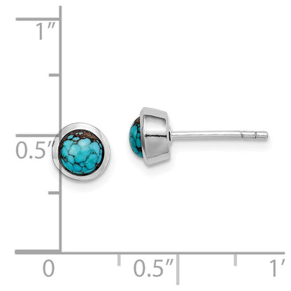 Sterling Silver Round Turquoise Post Earrings