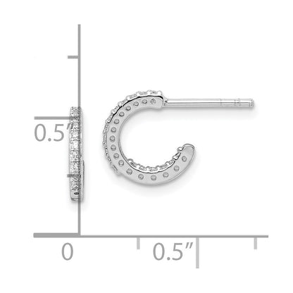 Sterling Silver Rhodium-Plated In/Out Cz Hoop Post Earrings