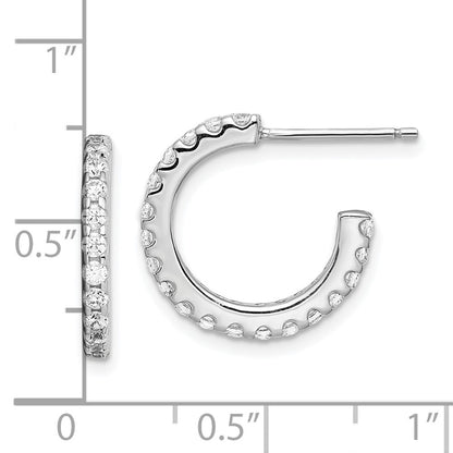 Sterling Silver Rhodium-Plated Cz J-Hoop Earrings