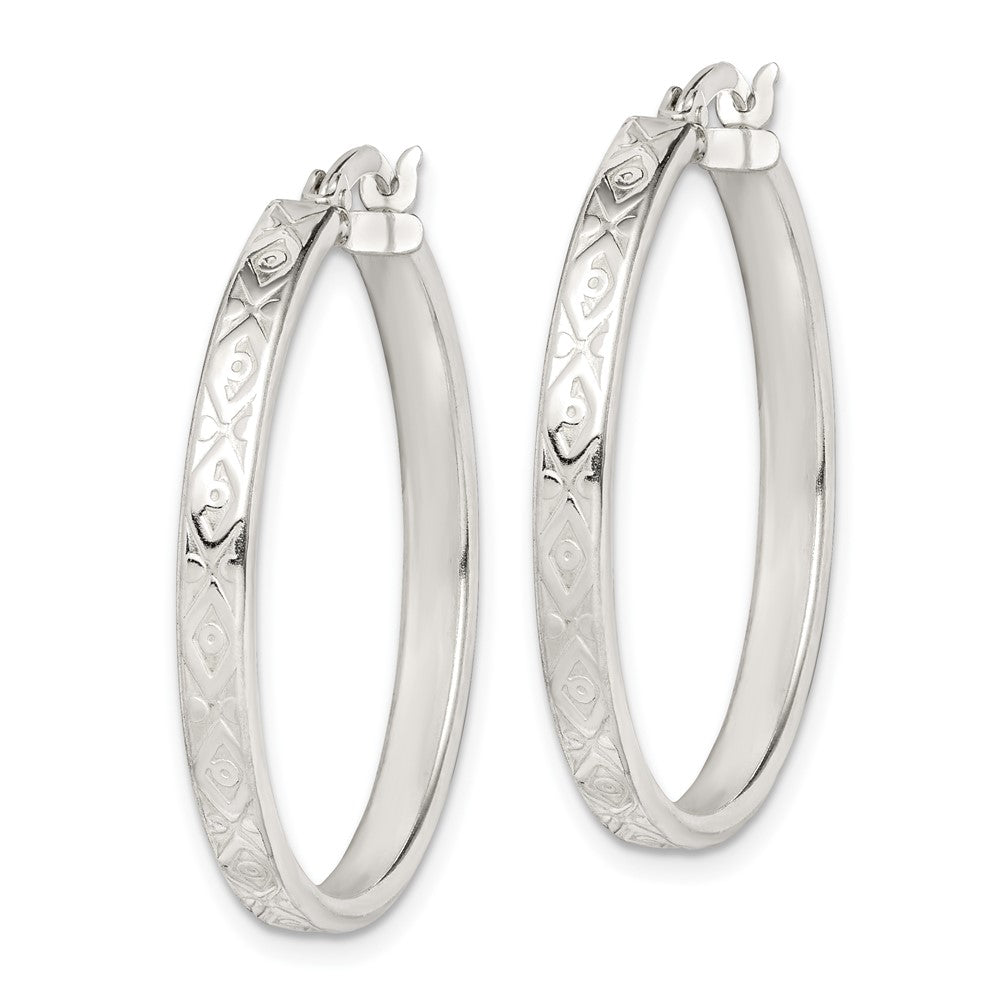 Sterling Silver Patterned 3mm Hoop Earrings
