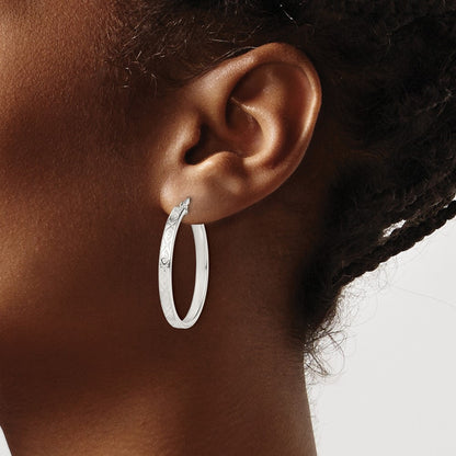 Sterling Silver Patterned 3mm Hoop Earrings