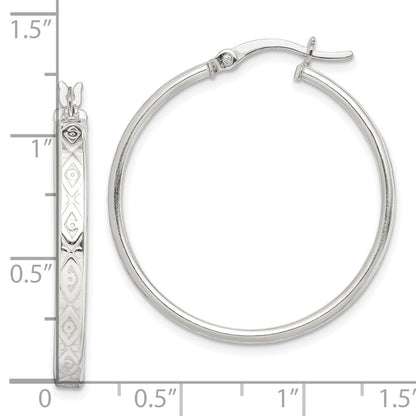 Sterling Silver Patterned 3mm Hoop Earrings