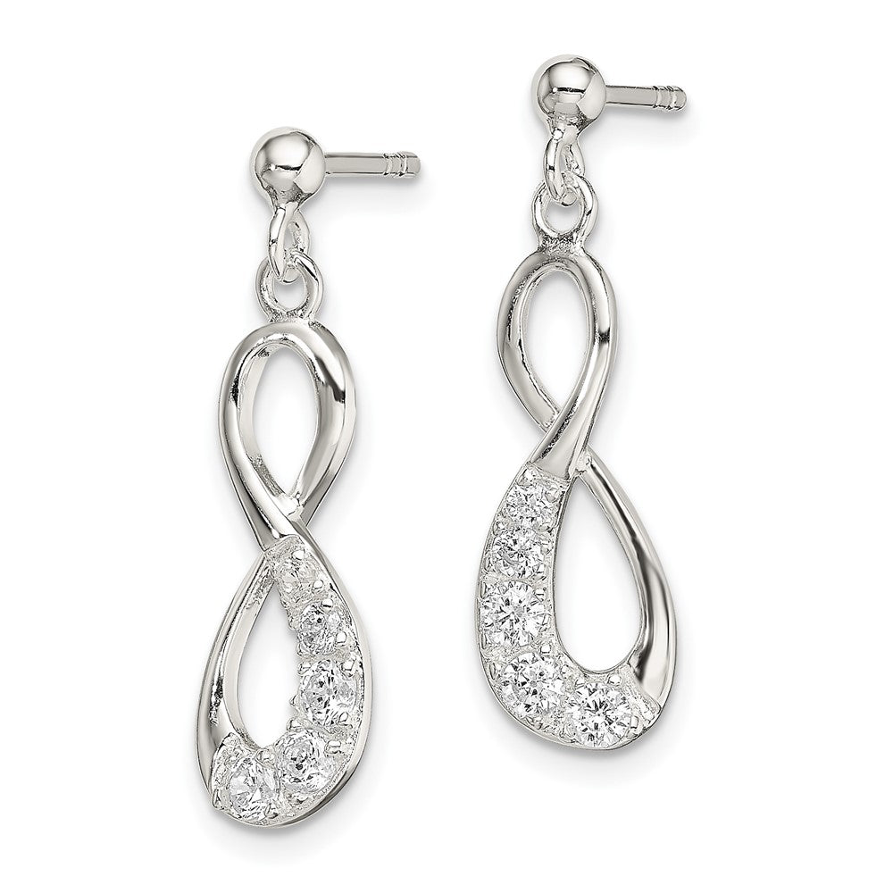 Sterling Silver Cz Infinity Loop Dangle Earrings