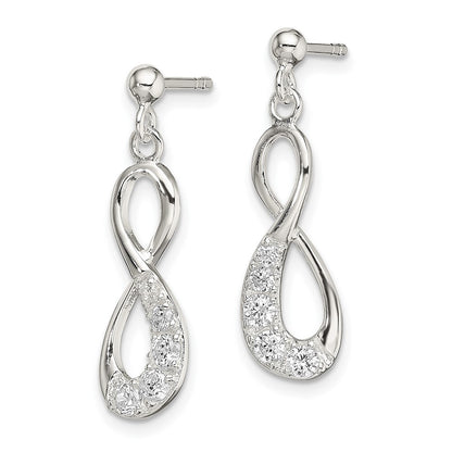 Sterling Silver Cz Infinity Loop Dangle Earrings