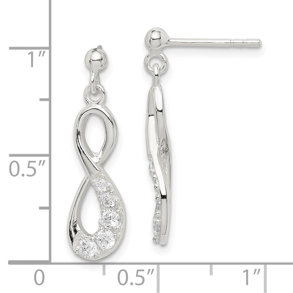 Sterling Silver Cz Infinity Loop Dangle Earrings