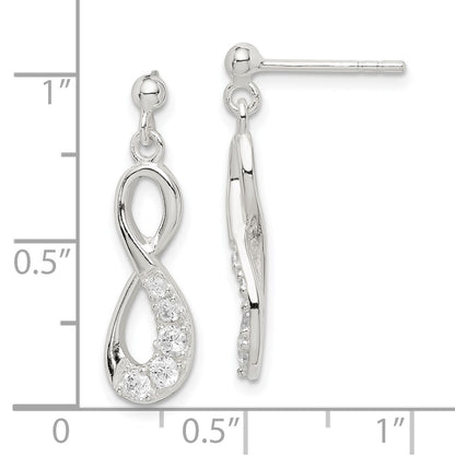 Sterling Silver Cz Infinity Loop Dangle Earrings