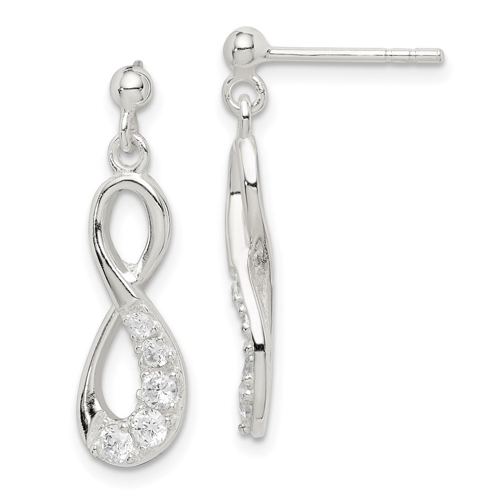 Sterling Silver Cz Infinity Loop Dangle Earrings