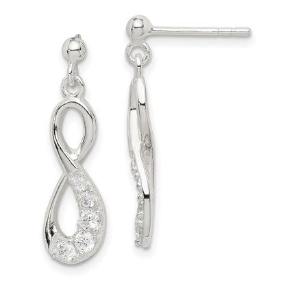 Sterling Silver Cz Infinity Loop Dangle Earrings