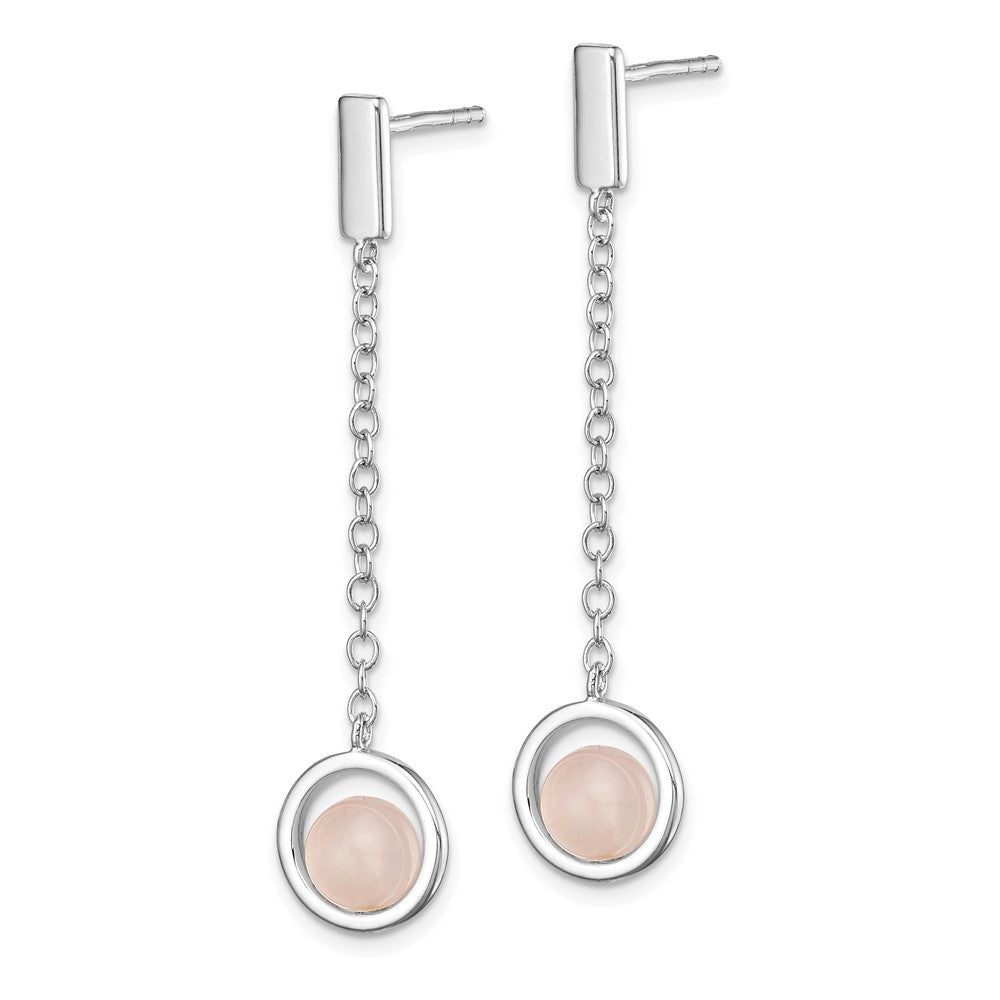 Sterling Silver Pink Quartz Dangle Post Earrings