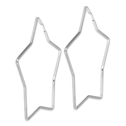 Sterling Silver Rhodium-Plated 2mm Star Hoop Earrings