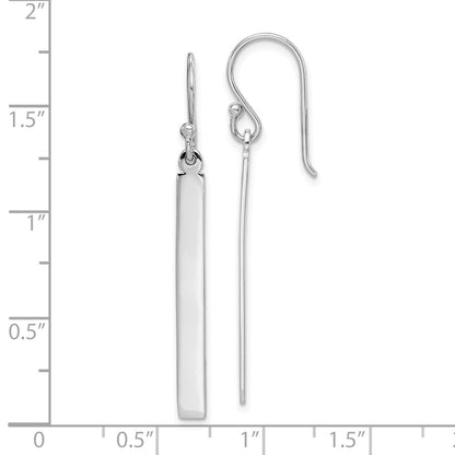 Sterling Silver Rhodium-Plated Polished Bar Dangle Earrings