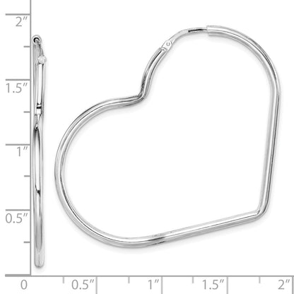 Sterling Silver Rhodium-Plated 2mm Heart Hoop Earrings