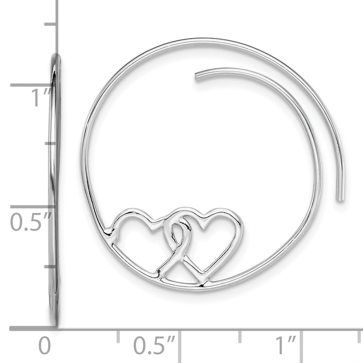 Sterling Silver Rhodium-Plated Heart Hoop Earrings