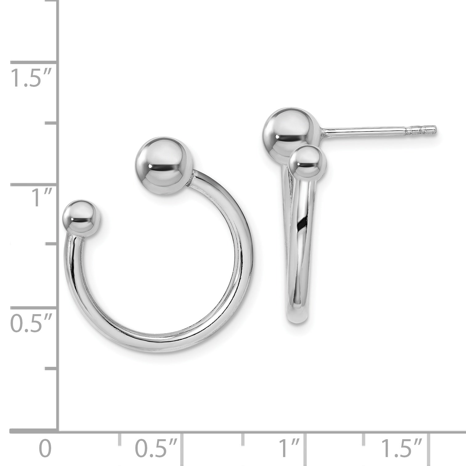 Sterling Silver Rhodium-Plated Hoop Post Earrings