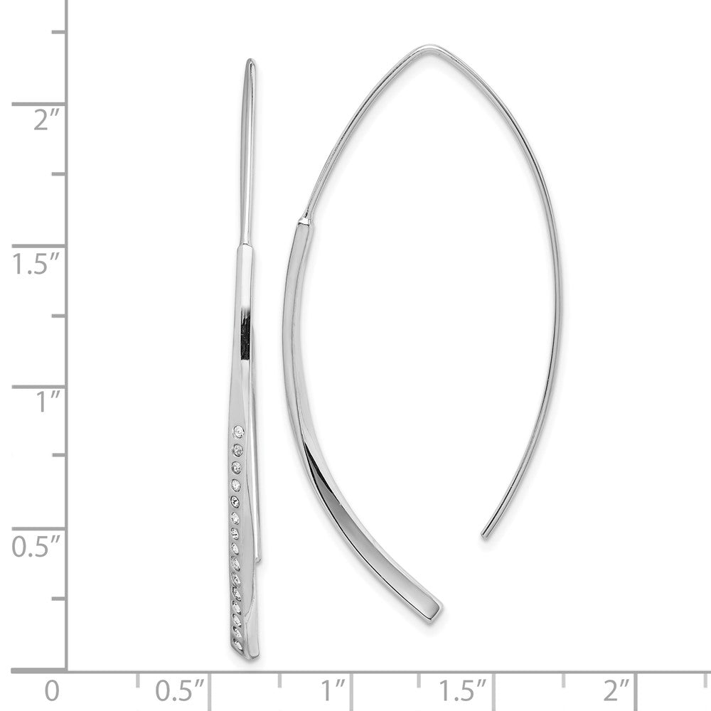 Sterling Silver Rhodium-Plated Cz Threader Earrings