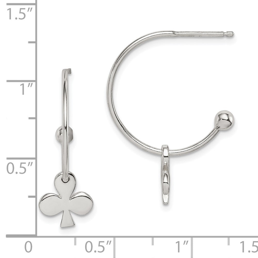 Sterling Silver Polished Clover J-Hoop Post Earrings