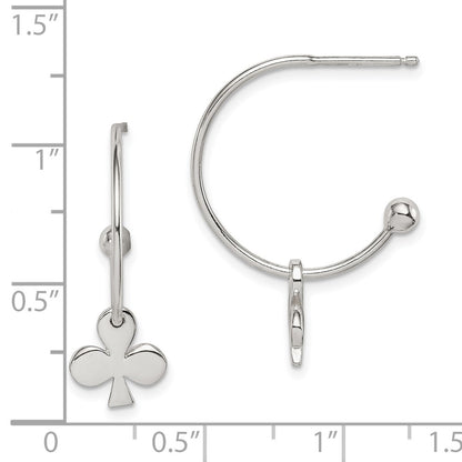 Sterling Silver Polished Clover J-Hoop Post Earrings