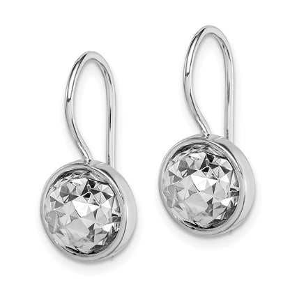 Sterling Silver Rhodium Plated Diamond-Cut Earrings