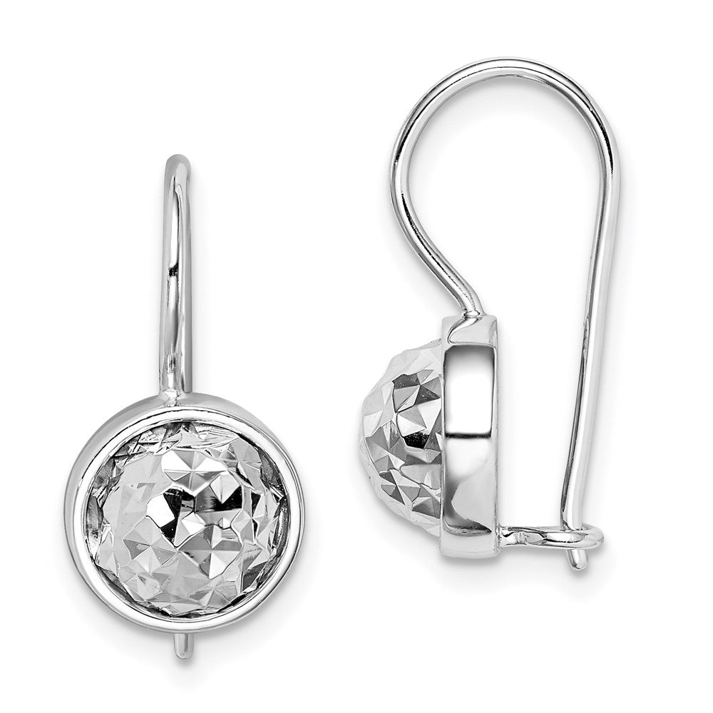 Sterling Silver Rhodium Plated Diamond-Cut Earrings