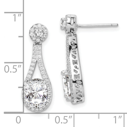 Sterling Silver Rhodium-Plated White Cz Oval Cut Post Earrings