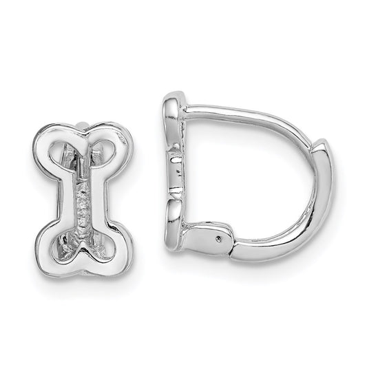 Sterling Silver Rhodium-Plated Bone Hinged Hoop Earrings