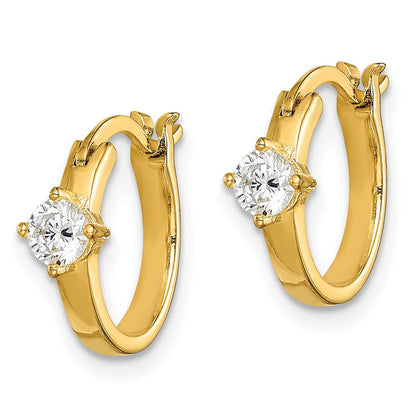 Ss/Gold Plated Sterling Silver Gold-Tone Square Cz Hoop Earrings