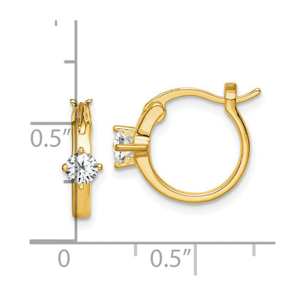 Ss/Gold Plated Sterling Silver Gold-Tone Square Cz Hoop Earrings