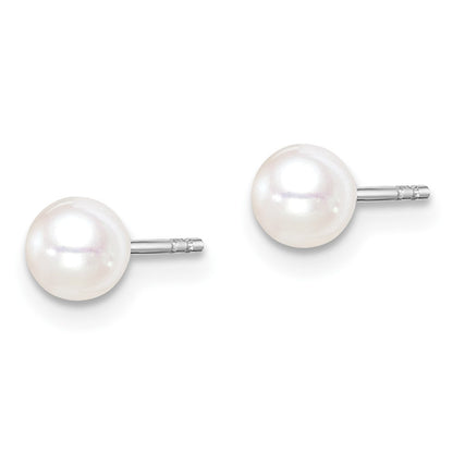 Sterling Silver Madi K Rhodium-Plated Polished 4-5mm White, Pink And Purple Round Freshwater Cultured Pearl Stud Earrings Set