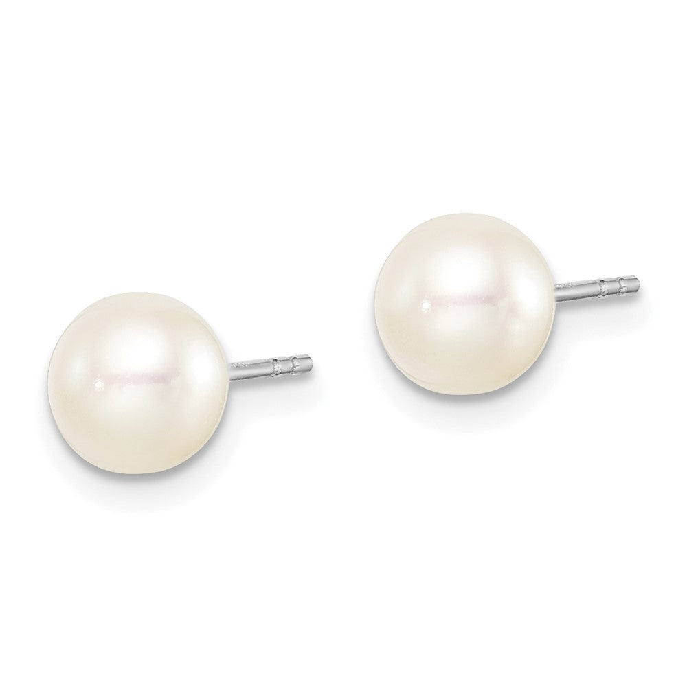 Sterling Silver Madi K Rhodium-Plated 6-7mm White Round Freshwater Cultured Pearl Children'S Stud Earrings