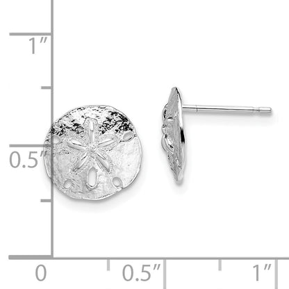 Sterling Silver De-Ani Rhodium-Plated Polished Sand Dollar Post Earrings