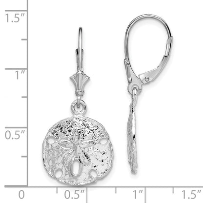 Sterling Silver De-Ani Rhodium-Plated Polished Sand Dollar Leverback Earrings