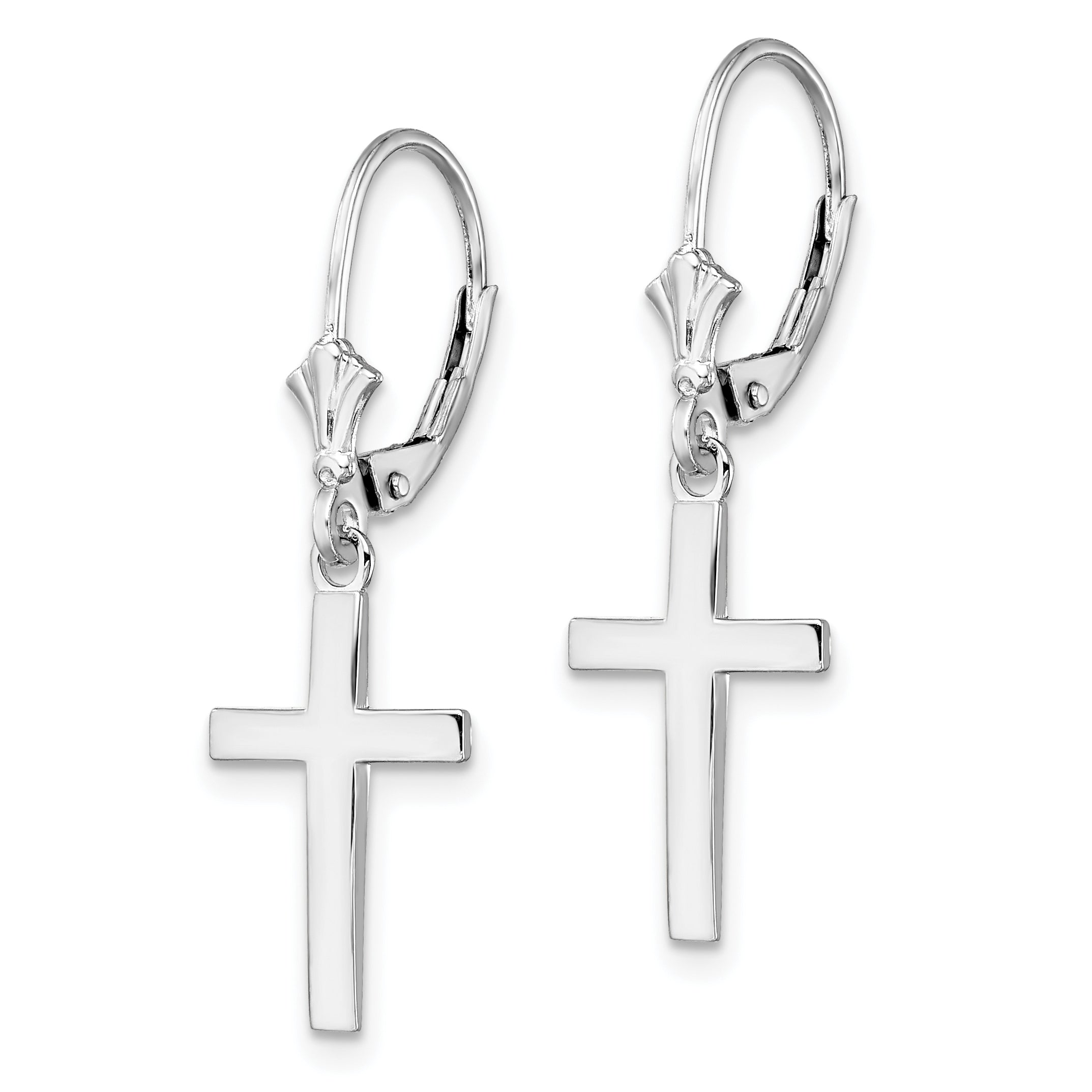 Sterling Silver De-Ani Rhodium-Plated Polished Latin Cross Leverback Earrings