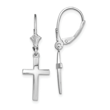 Sterling Silver De-Ani Rhodium-Plated Polished Latin Cross Leverback Earrings