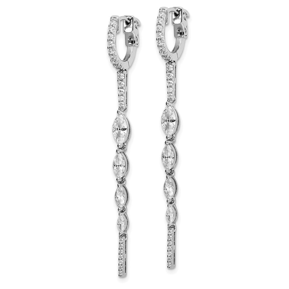 Sterling Silver Shimmer Rhodium-Plated 46 Stone Cz Fancy Dangle Hinged Earrings