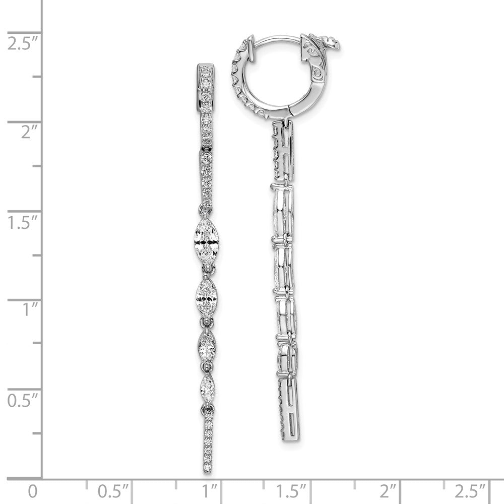 Sterling Silver Shimmer Rhodium-Plated 46 Stone Cz Fancy Dangle Hinged Earrings