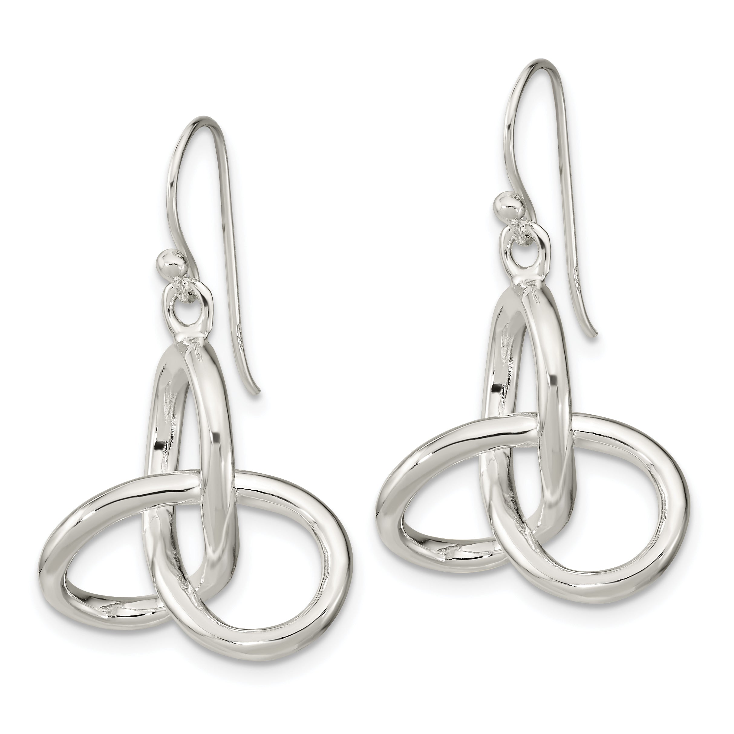 Sterling Silver Polished Knot Dangle Shephard Hook Earrings