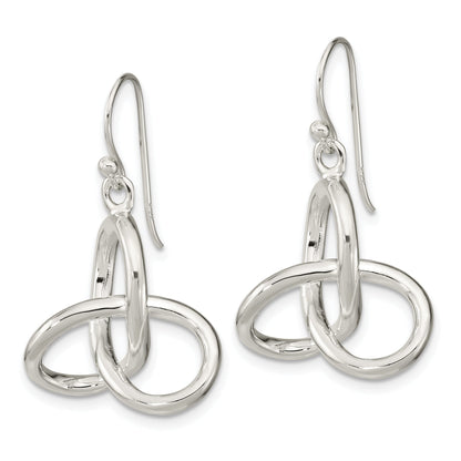 Sterling Silver Polished Knot Dangle Shephard Hook Earrings