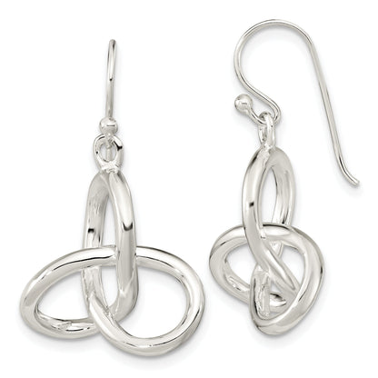 Sterling Silver Polished Knot Dangle Shephard Hook Earrings