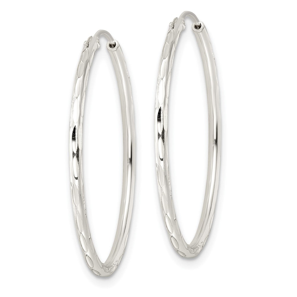 Sterling Silver Diamond-Cut 1.5X30mm Endless Tube Hoop Earrings