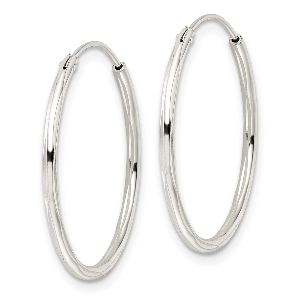 Sterling Silver Diamond-Cut 1.5X25mm Endless Tube Hoop Earrings
