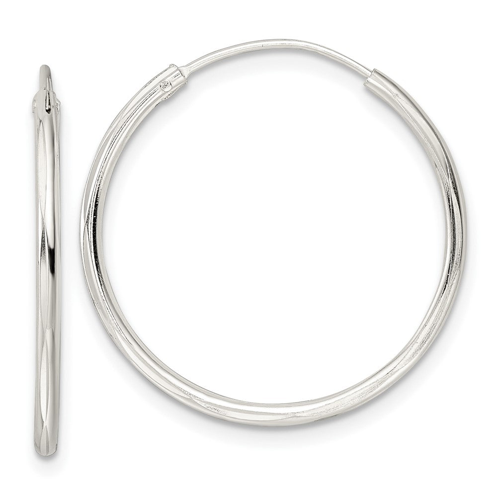 Sterling Silver Diamond-Cut 1.5X25mm Endless Tube Hoop Earrings