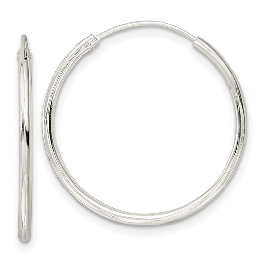 Sterling Silver Diamond-Cut 1.5X25mm Endless Tube Hoop Earrings